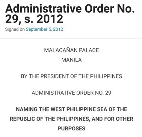 Administrative Order No. 29, s. 2012 .